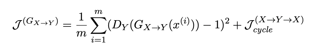 CycleGAN Generator Loss Equation for "X to Y" Translation