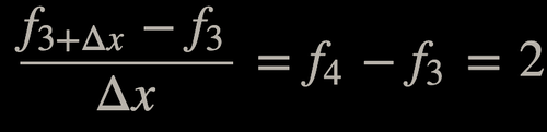 Simple equation to calculate derivative between two pixels.